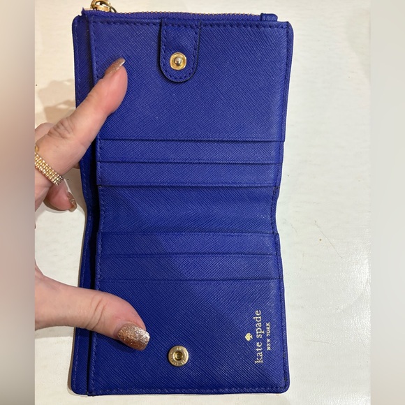 Kate Spade Royal Blue Wallet with Gold Heart Zipper Pull - Picture 9 of 10